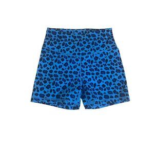 Fit Booty Women's Blue Animal Print Booty Scrunch Athletic Shorts - Large